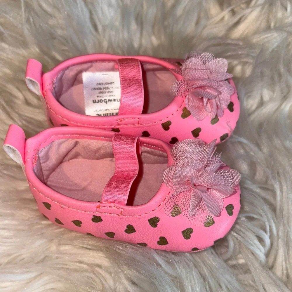 Child of Mine Pink Baby Walker Shoes with Heart Design